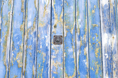 Low angle view of keyhole on door