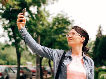 Woman taking a selfie