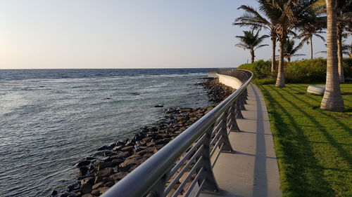 Scenic view of sea against clear sky