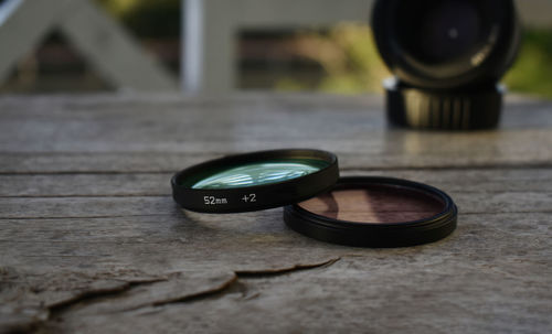 Close-up of sunglasses on table