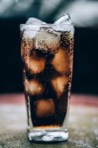 Close-up of ice cream in glass on table