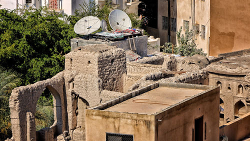 High angle view of old buildings