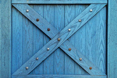 Full frame shot of closed blue door