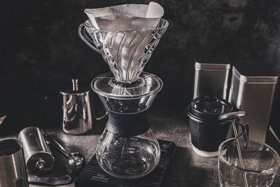 Close-up of coffee cup on table