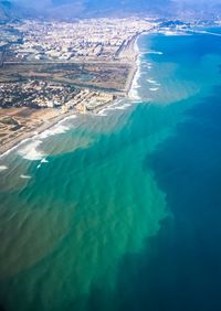 High angle view of surf on beach