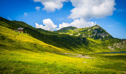Scenic view of mountains against sky
