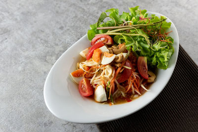 High angle view of meal served in plate