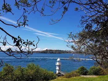 Scenic view of lake against clear blue sky