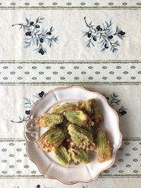 Directly above shot of food in plate on table