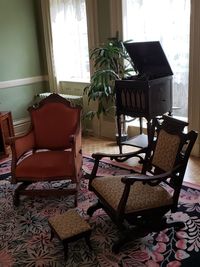 Empty chairs and table at home