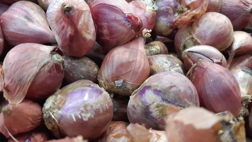 Full frame shot of onions for sale in market