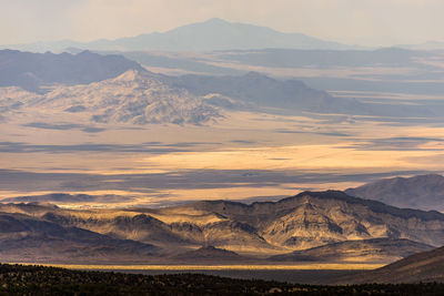 Scenic view of mountains during sunset