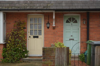 Closed door of building