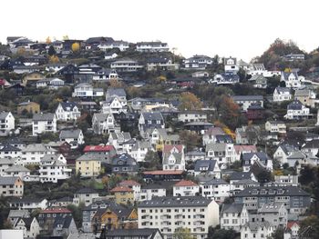 High angle view of townscape against sky