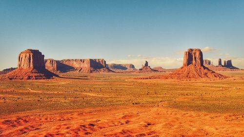 Scenic view of mountain against clear sky