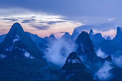 Scenic view of mountain during sunset