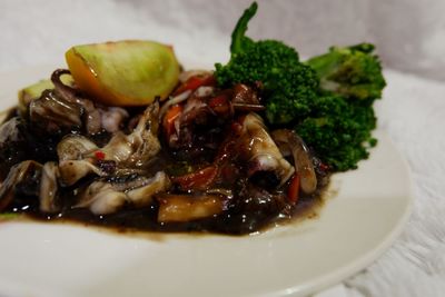 High angle view of meal served in plate
