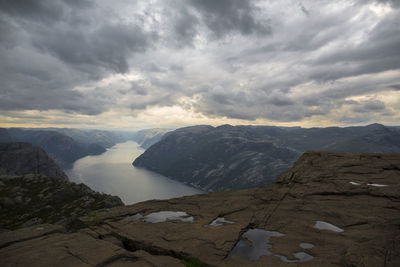 Scenic view of mountains against sky