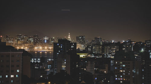 Long exposure urban night photography with buildings and lights in rio de janeiro, brazil