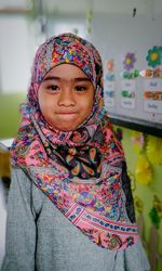 Portrait of innocent girl in hijab