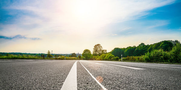 Surface level of road against sky