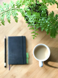 Close-up of coffee cup on table