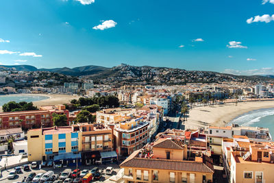 High angle view of city