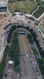 High angle view of city street