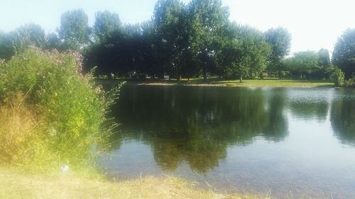 Scenic view of lake against sky