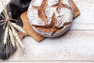 High angle view of bread on table