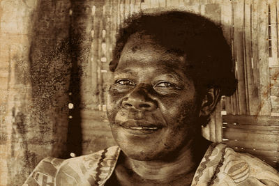 Close-up portrait of smiling young man