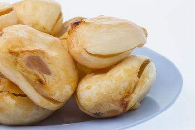 High angle view of bread in plate