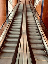 High angle view of escalator