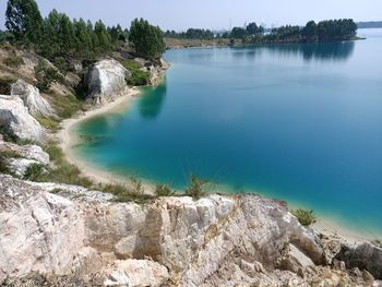 Scenic view of lake against sky