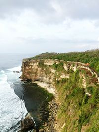 Scenic view of sea against cloudy sky