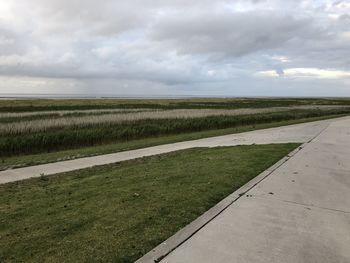 Scenic view of land against sky