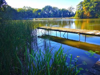 Scenic view of lake against sky