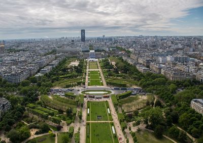 High angle view of buildings in city