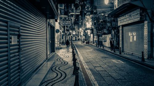 Narrow alley along buildings