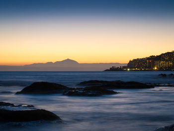 Scenic view of sea against sky during sunset