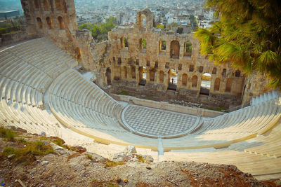 High angle view of old ruins