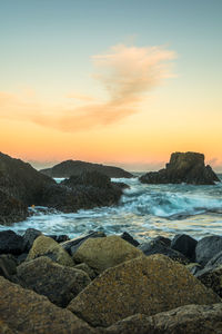 Scenic view of sea against sky during sunset