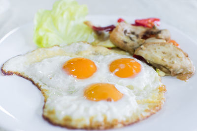 Close-up of breakfast served in plate