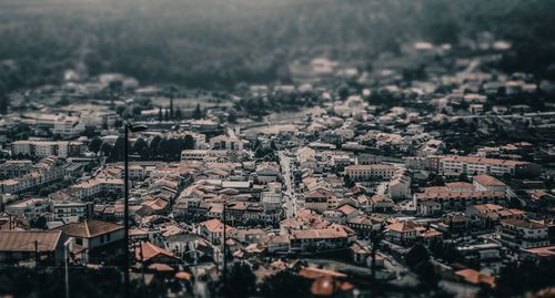 High angle view of buildings in city