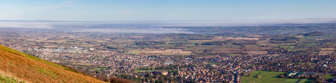 High angle view of townscape against sky