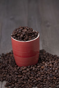 Close-up of coffee beans on table