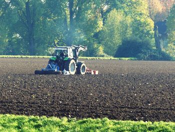 View of people on agricultural field