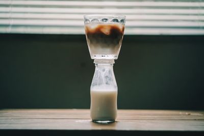 Close-up of drink in glass on table