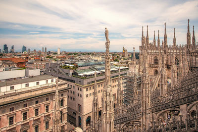 Partial view of duomo di milano,one of the largest cathedrals in the world and central part of milan