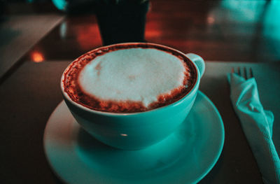 Close-up of coffee on table